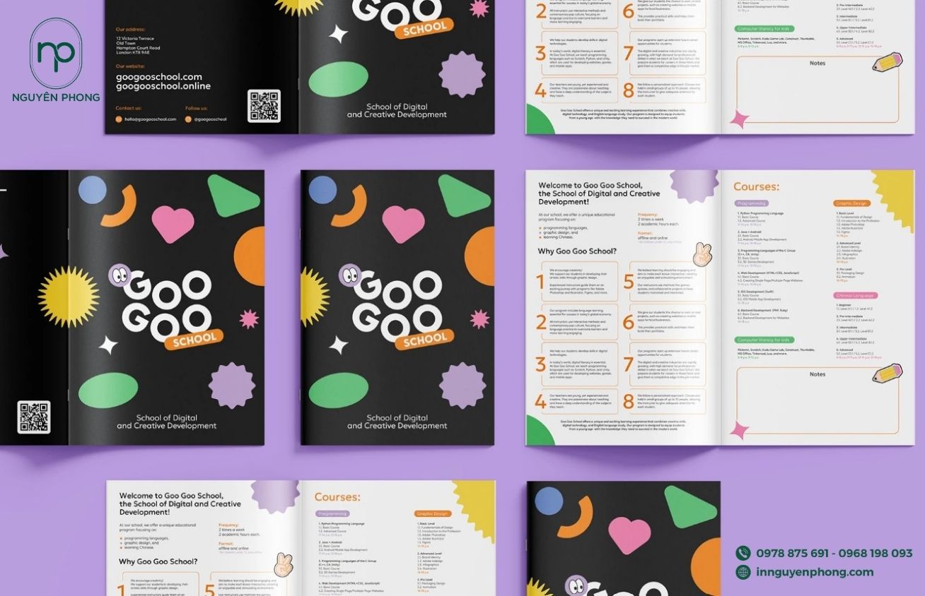 Logo giáo dục in trên catalogue